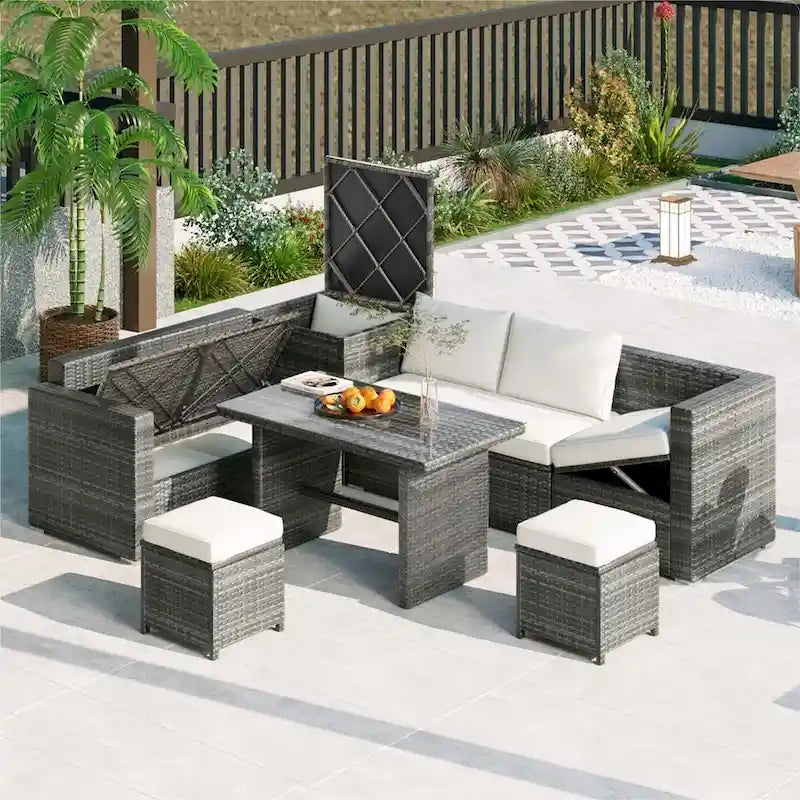 Outdoor 6-Piece Rattan Sofa Set