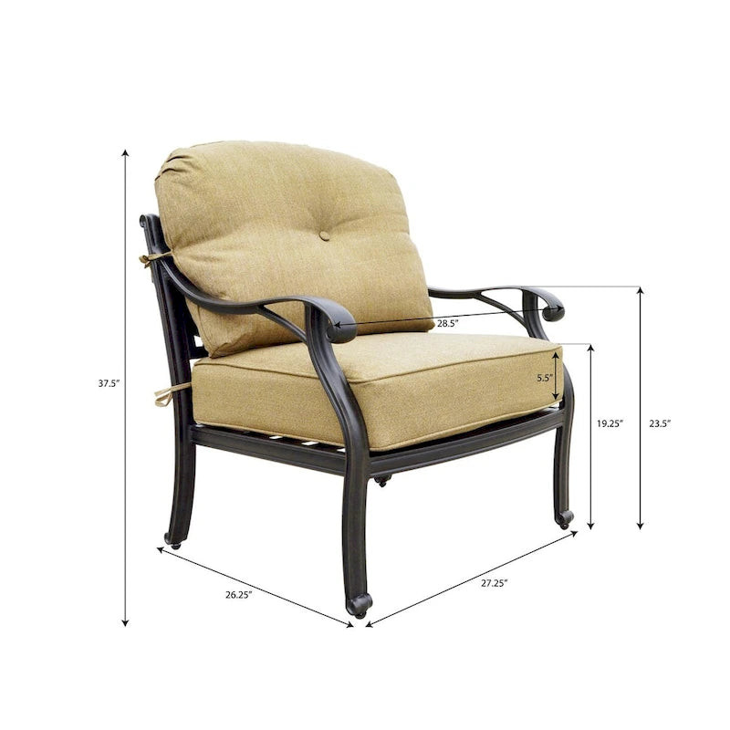Ensemble de conversation d'extérieur Nassau 6 pièces avec brasero au propane, coussins, table d'appoint ronde de 24 po et table basse ovale de 31 x 46 po
