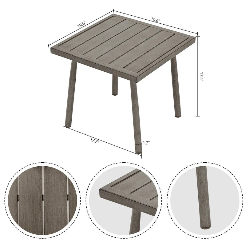 Ensemble de conversation d'extérieur 5 pièces en aluminium avec fauteuils pivotants, table d'appoint et coussins
