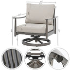 Ensemble de conversation d'extérieur 5 pièces en aluminium avec fauteuils pivotants, table d'appoint et coussins