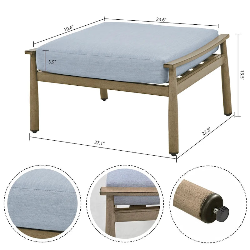 Ensemble de conversation d'extérieur 5 pièces en aluminium avec fauteuils pivotants, table d'appoint et coussins