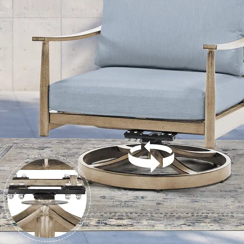 Ensemble de conversation d'extérieur 5 pièces en aluminium avec fauteuils pivotants, table d'appoint et coussins