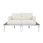 Lit de Repos Extérieur Moderne en Métal 2 en 1 avec Plateaux et Espaces Latéraux en Bois