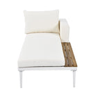 Lit de Repos Extérieur Moderne en Métal 2 en 1 avec Plateaux et Espaces Latéraux en Bois