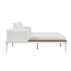 Lit de Repos Extérieur Moderne en Métal 2 en 1 avec Plateaux et Espaces Latéraux en Bois