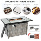 HOOOWOOO Ensemble de meubles de patio d'extérieur sectionnel en osier gris 13 pièces avec foyer