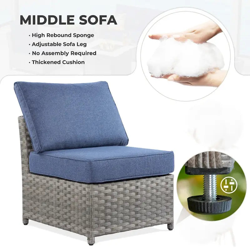 HOOOWOOO Ensemble de meubles de patio d'extérieur sectionnel en osier gris 13 pièces avec foyer