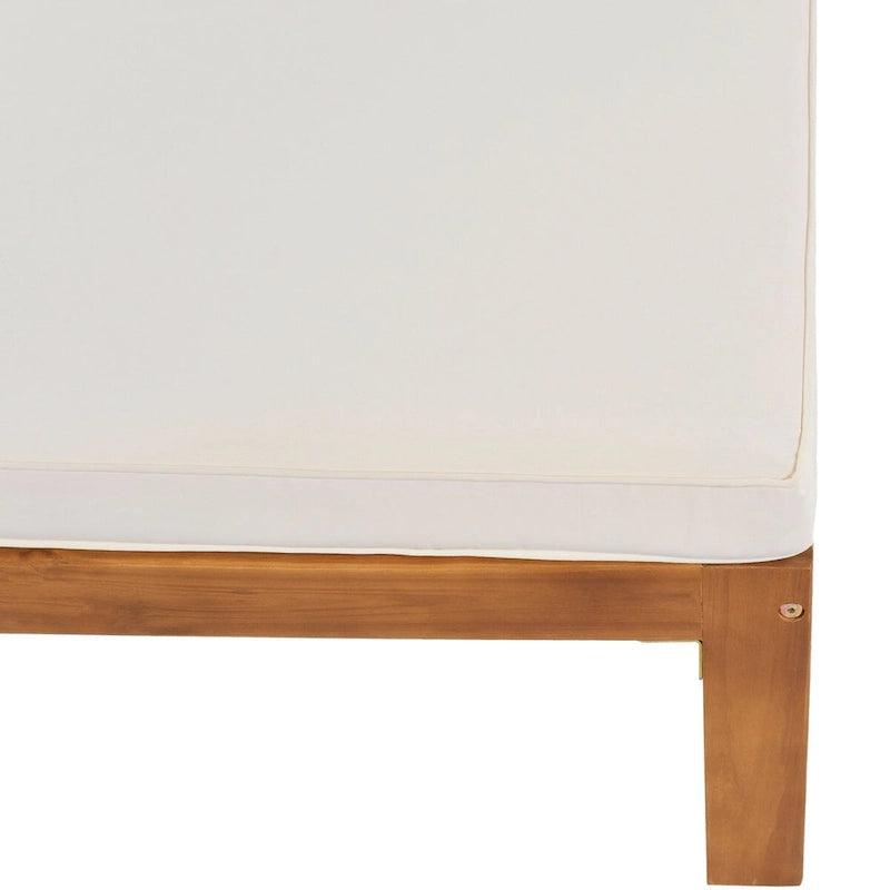 Ensemble de canapé d'angle d'extérieur 5 pièces en bois pour terrasse avec coussins, finition naturelle + coussins