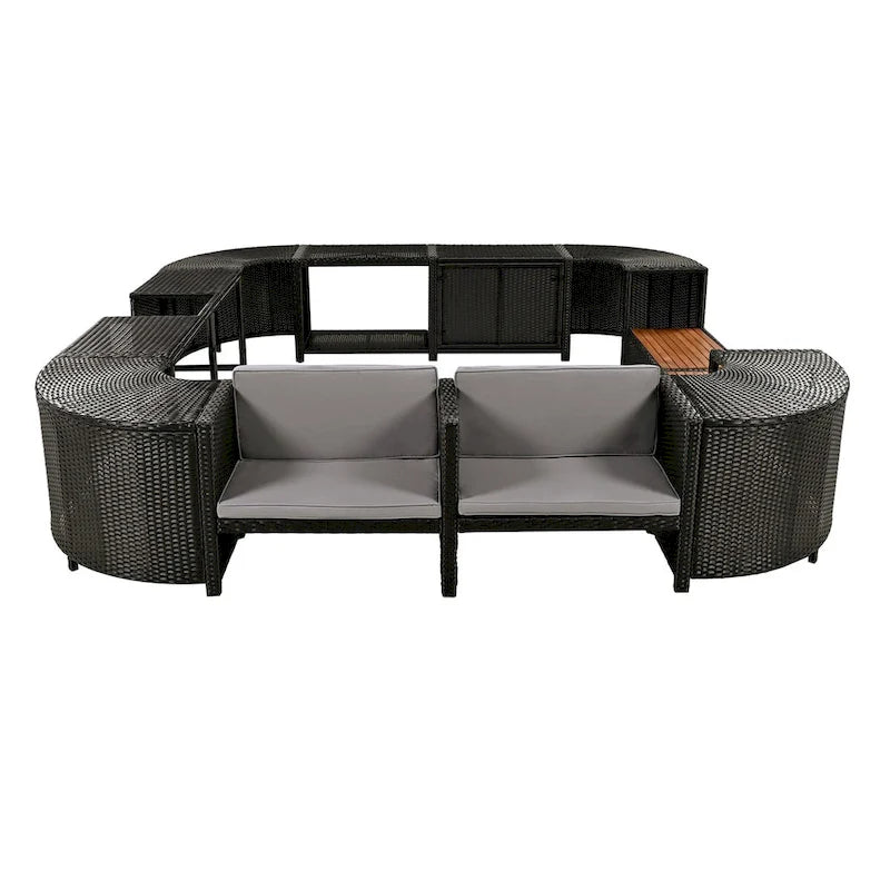 Ensemble de canapé d'angle en rotin extérieur quadrilatéral
