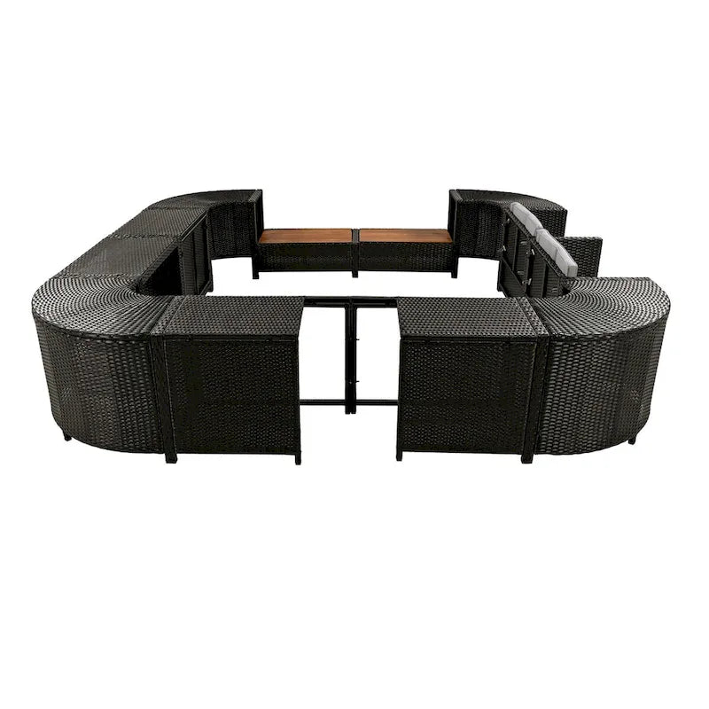Ensemble de canapé d'angle en rotin extérieur quadrilatéral