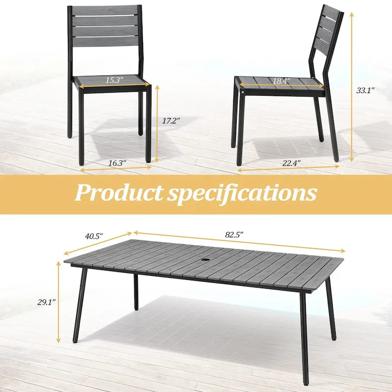 Ensemble de salle à manger d'extérieur 7 pièces VredHom en aluminium avec chaises empilables