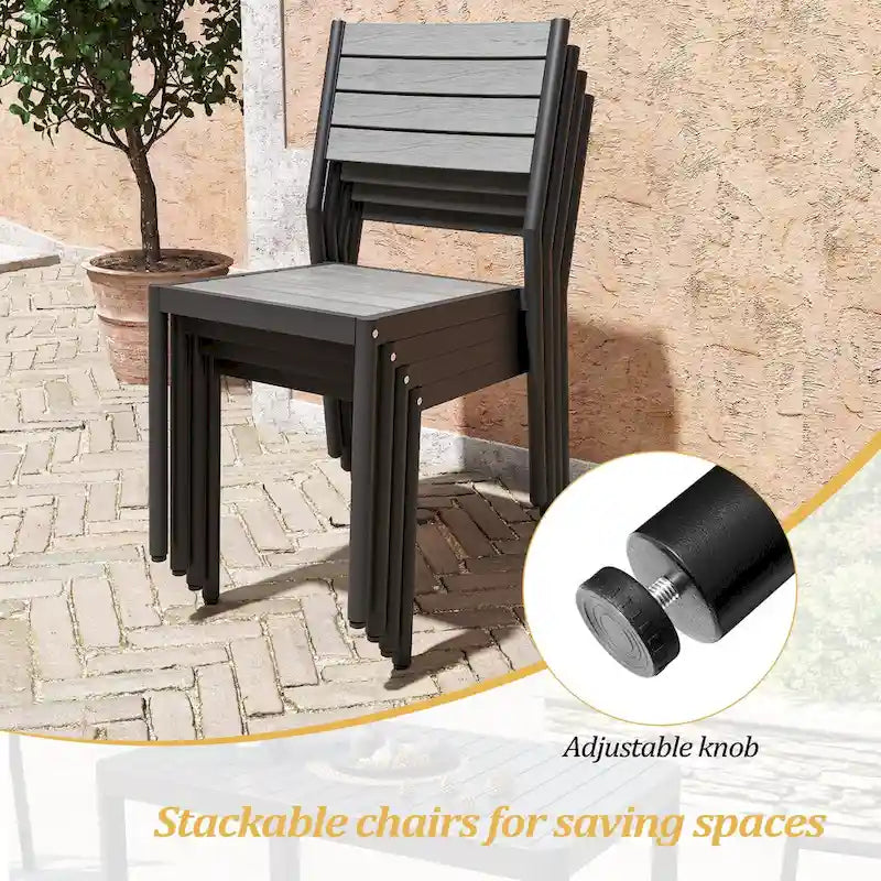 Ensemble de salle à manger d'extérieur 7 pièces VredHom en aluminium avec chaises empilables