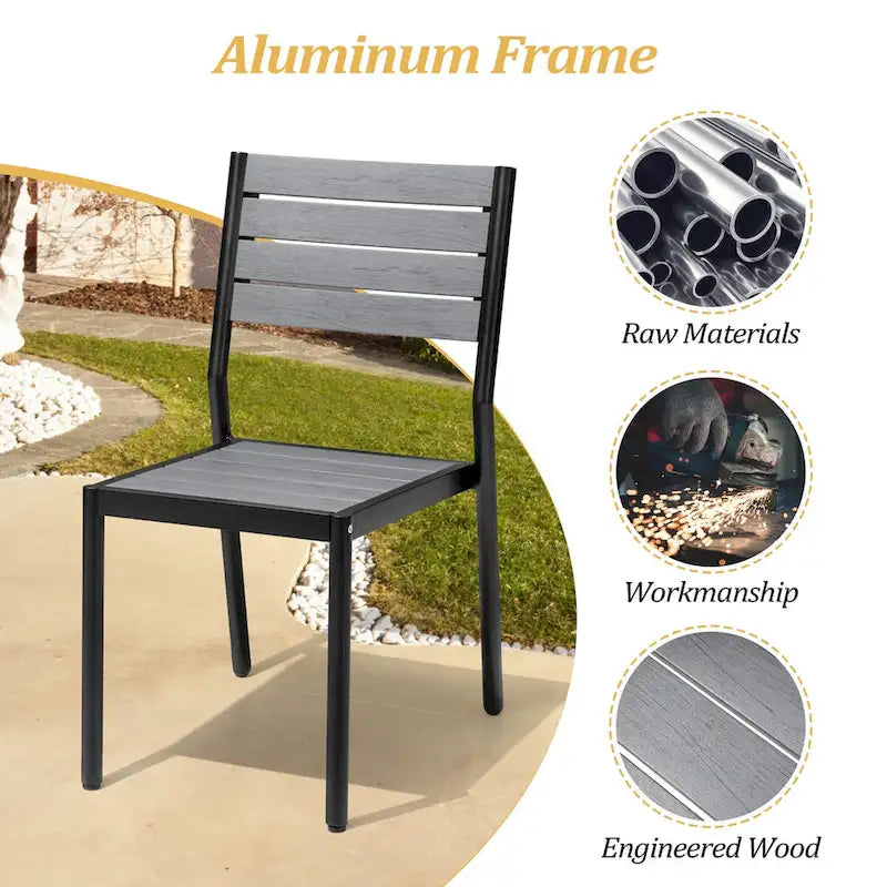 Ensemble de salle à manger d'extérieur 7 pièces VredHom en aluminium avec chaises empilables