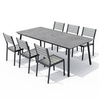 Ensemble de salle à manger d'extérieur 7 pièces VredHom en aluminium avec chaises empilables