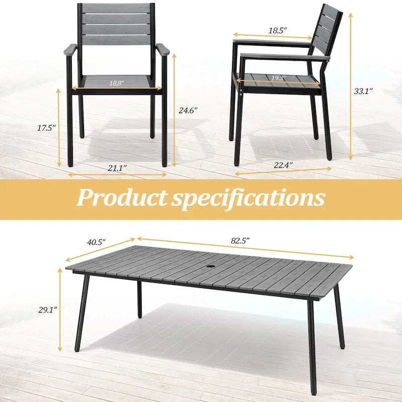 Ensemble de salle à manger d'extérieur 7 pièces VredHom en aluminium avec chaises empilables