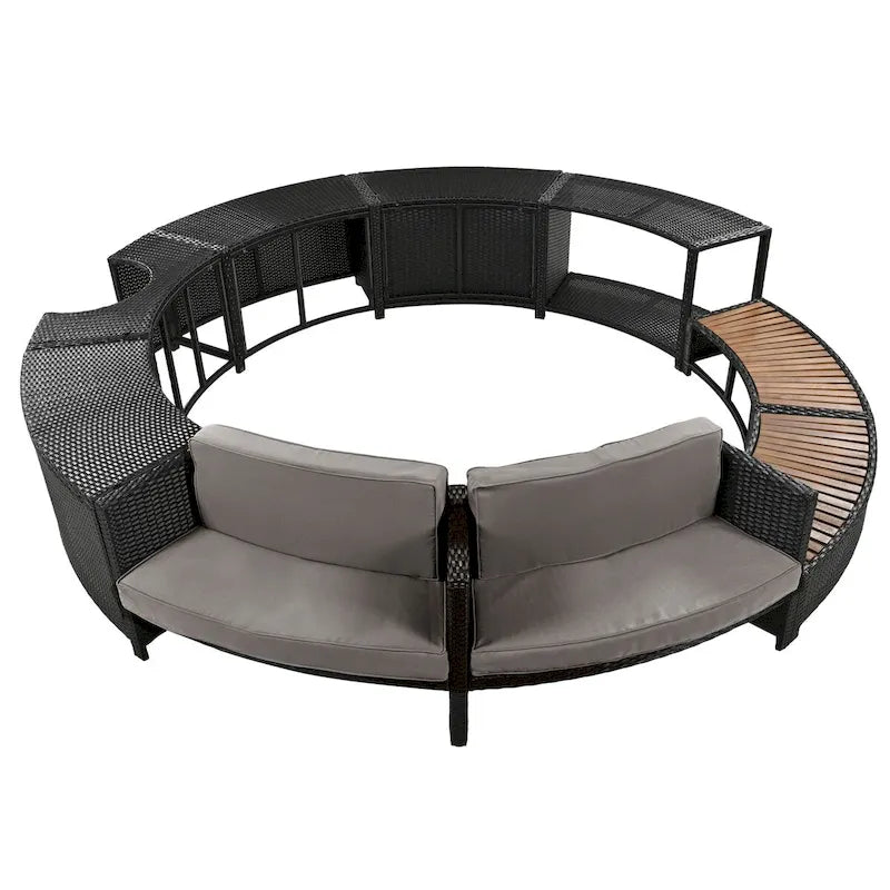Cadre de Spa avec rangements en rotin pour canapé de terrasse