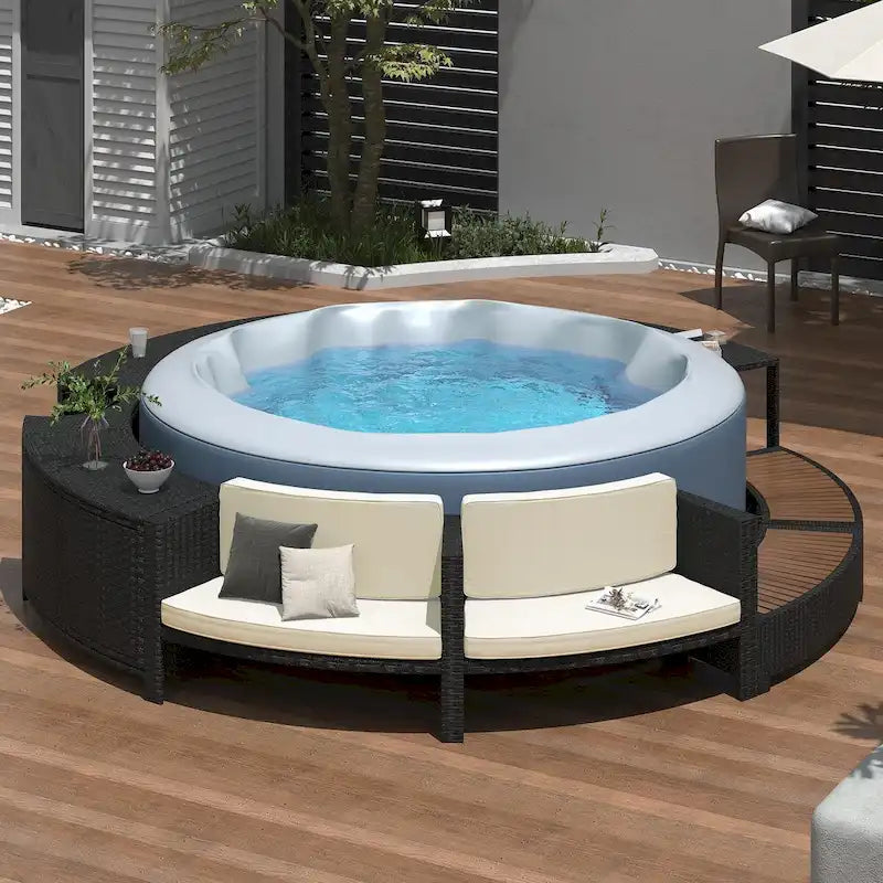 Cadre de Spa avec rangements en rotin pour canapé de terrasse