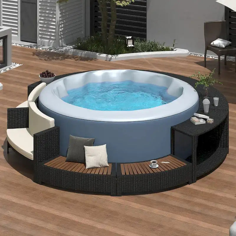 Cadre de Spa avec rangements en rotin pour canapé de terrasse