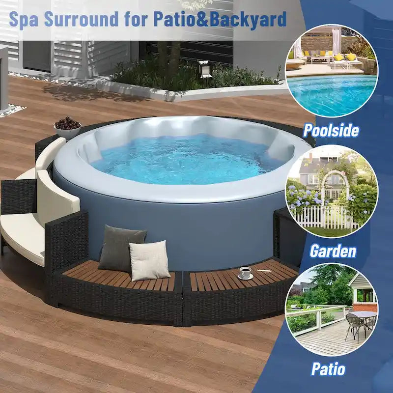 Cadre de Spa avec rangements en rotin pour canapé de terrasse