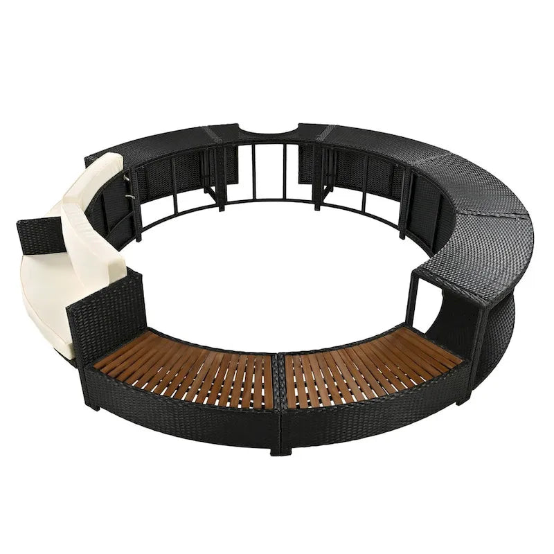 Cadre de Spa avec rangements en rotin pour canapé de terrasse