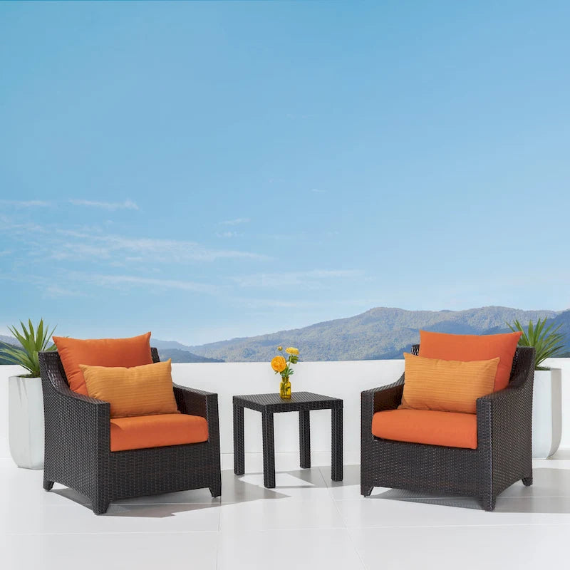 Ensemble Deco 3 pièces : 2 fauteuils de jardin en aluminium et 1 table d'appoint
