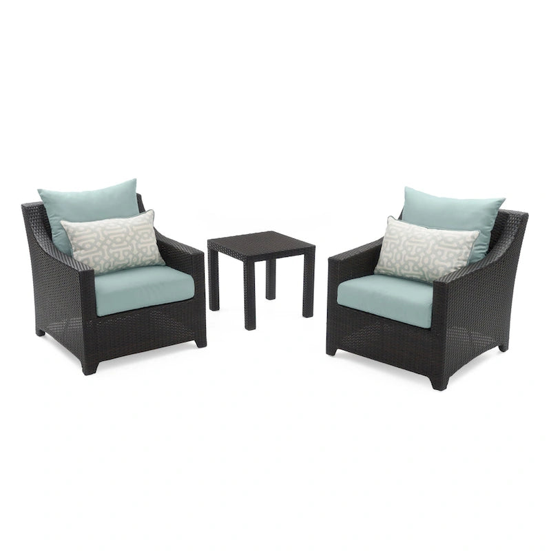Ensemble Deco 3 pièces : 2 fauteuils de jardin en aluminium et 1 table d'appoint
