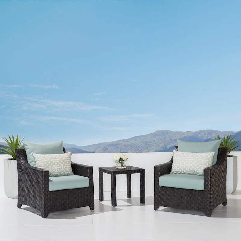 Ensemble Deco 3 pièces : 2 fauteuils de jardin en aluminium et 1 table d'appoint