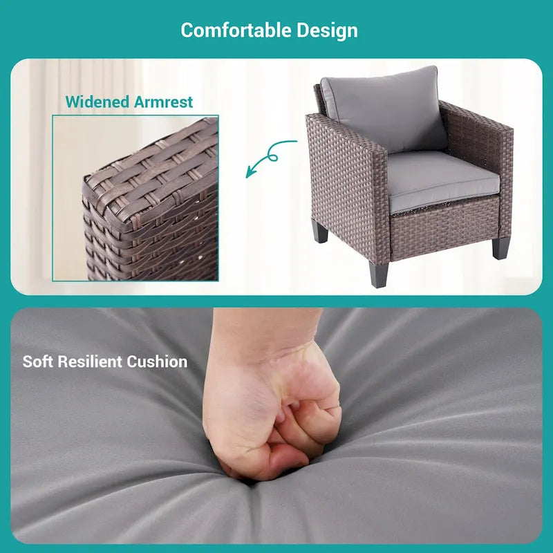 Ensemble de canapé de patio 8 pièces BONOSUKI en rotin marron avec poufs