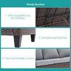 Ensemble de canapé de patio 8 pièces BONOSUKI en rotin marron avec poufs