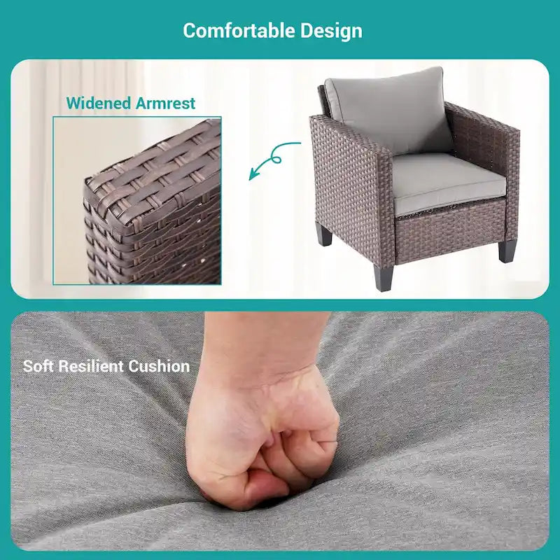 Ensemble de canapé de patio 8 pièces BONOSUKI en rotin marron avec poufs