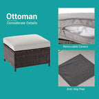 Ensemble de canapé de patio 8 pièces BONOSUKI en rotin marron avec poufs