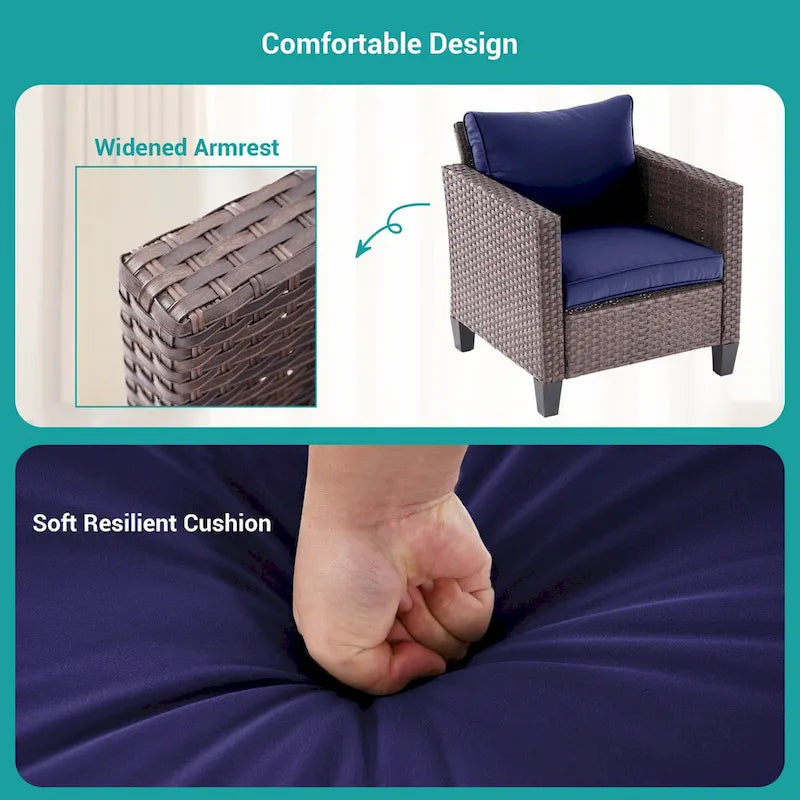 Ensemble de canapé de patio 8 pièces BONOSUKI en rotin marron avec poufs