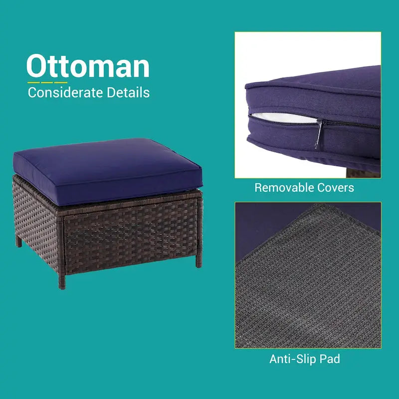 Ensemble de canapé de patio 8 pièces BONOSUKI en rotin marron avec poufs