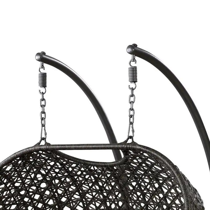 Balançoire de jardin avec support tubulaire et tressage en osier, noir