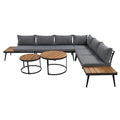 Canapé d'angle d'extérieur 6 pièces avec tables gigognes et coussin