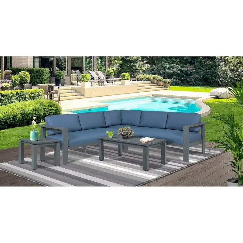Canapé d'angle d'extérieur en aluminium Sardaigne