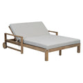 Chaise longue d'extérieur en acacia avec dossier réglable, style fermette