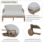 Chaise longue d'extérieur en acacia avec dossier réglable, style fermette