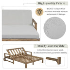 Chaise longue d'extérieur en acacia avec dossier réglable, style fermette