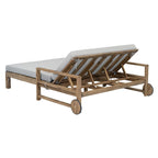 Chaise longue d'extérieur en acacia avec dossier réglable, style fermette