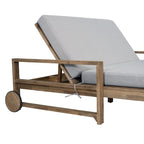 Chaise longue d'extérieur en acacia avec dossier réglable, style fermette