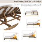 Chaise longue d'extérieur en acacia avec dossier réglable, style fermette
