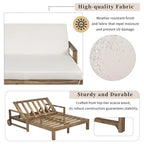 Chaise longue d'extérieur en acacia avec dossier réglable, style fermette
