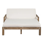 Chaise longue d'extérieur en acacia avec dossier réglable, style fermette
