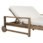 Chaise longue d'extérieur en acacia avec dossier réglable, style fermette