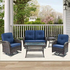 Banc planeur d'extérieur, causeuse de patio avec fauteuil pivotant - Marron