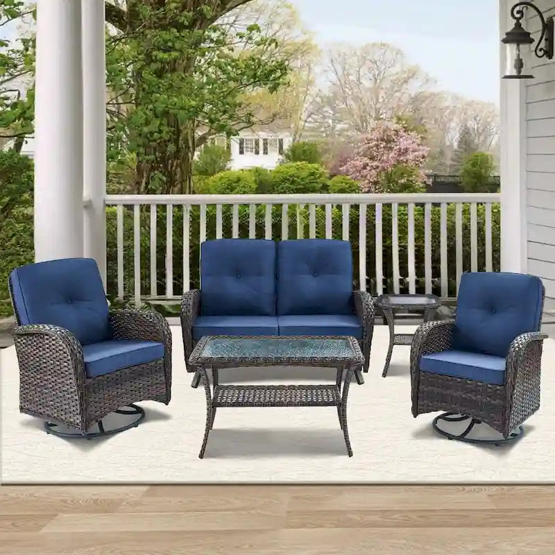 Banc planeur d'extérieur, causeuse de patio avec fauteuil pivotant - Marron