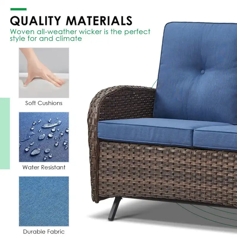 Banc planeur d'extérieur, causeuse de patio avec fauteuil pivotant - Marron