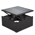 Lit de repos extérieur modulable en osier tressé 4 pièces avec auvent et pouf