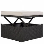 Lit de repos extérieur modulable en osier tressé 4 pièces avec auvent et pouf